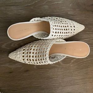 White Zara woven slide